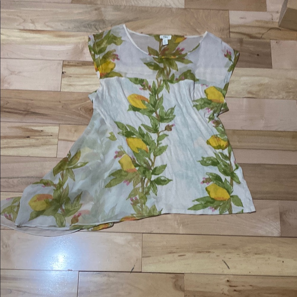 Floral and Lemon Silk Blend Top